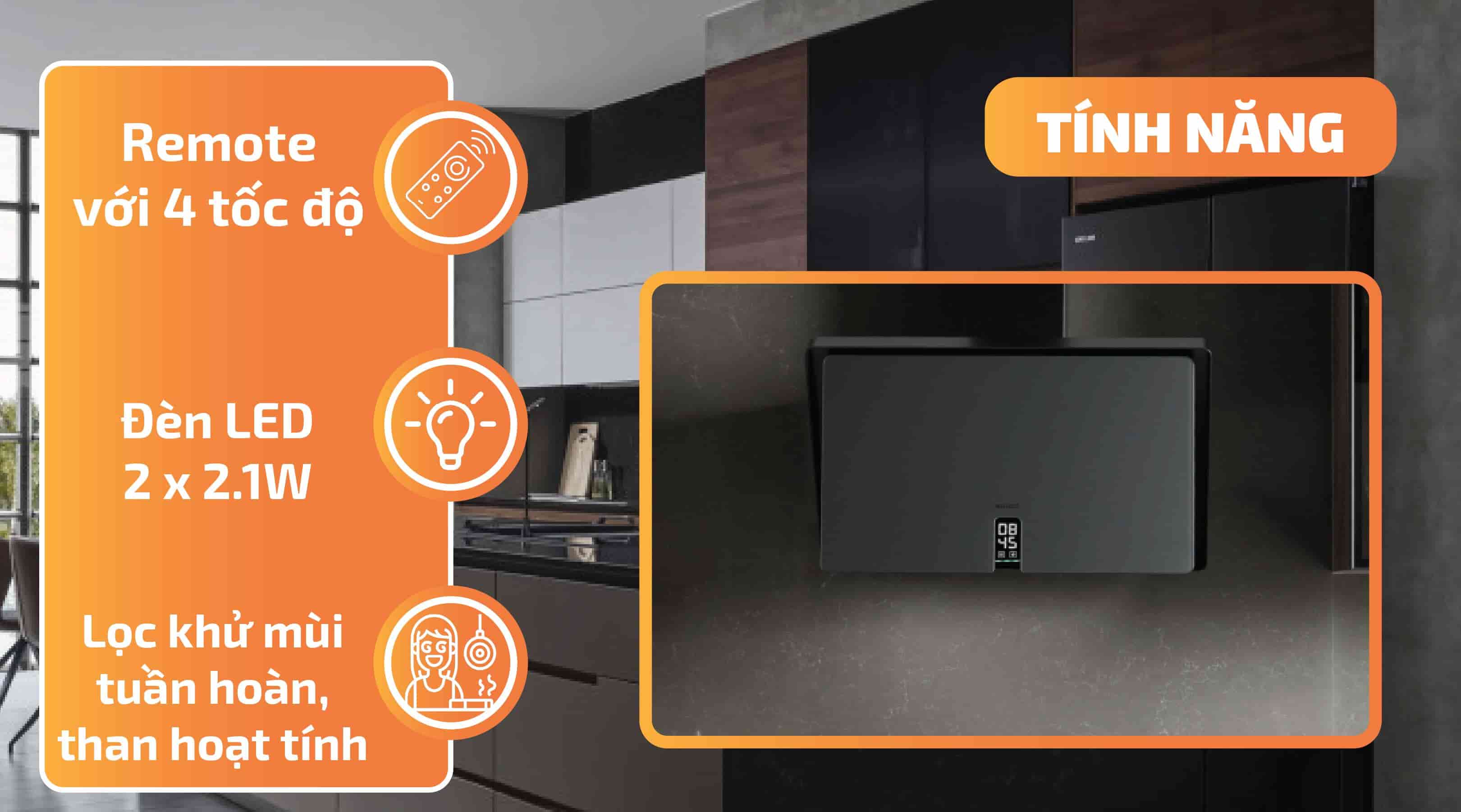 Tính năng của máy hút mùi Malloca TIME K-153MB